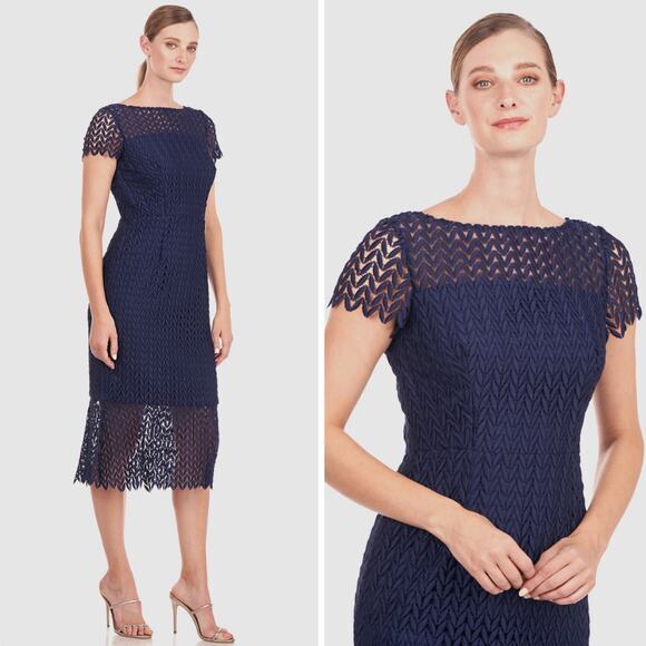 New! Kay Unger‎ Tatum Dress in midnight navy blue, size 10 - Picture 2 of 16